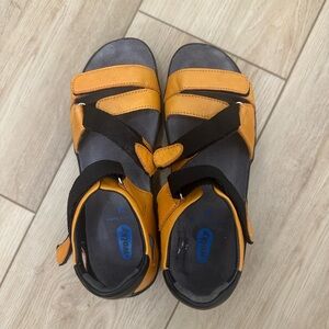 Wolky Orange and Black Sandals with Adjustable Straps